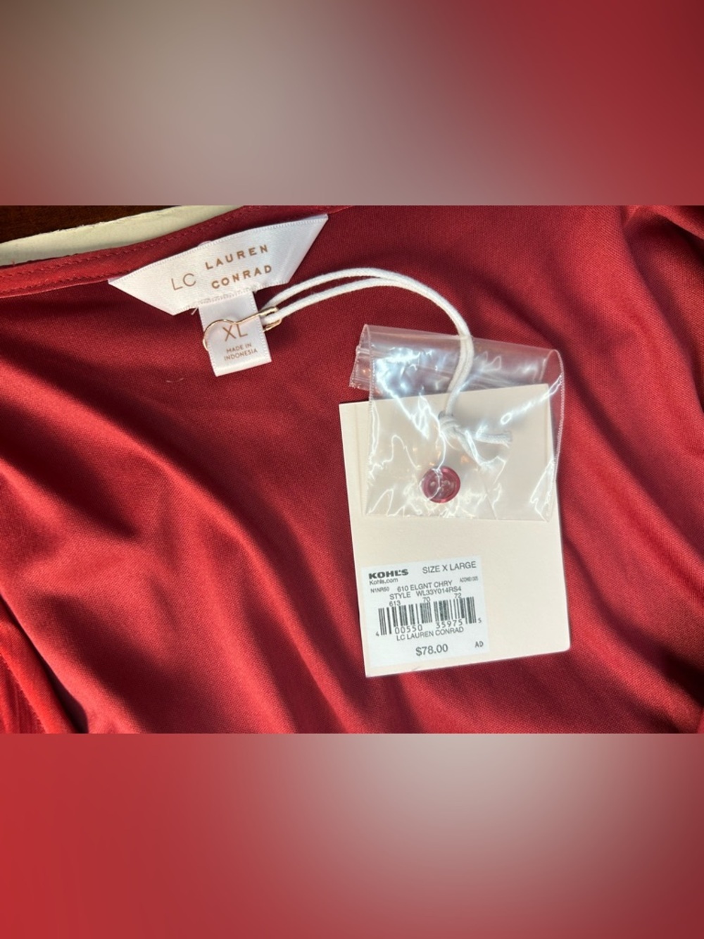 NEW LC Lauren Conrad Red Wrap Midi Dress with Self-Tie Waist SIZE XL - Picture 12 of 12